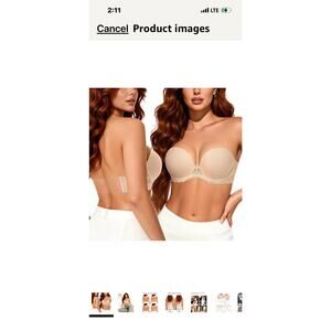 YANDW Strapless Lightly Padded Full Figured Coverage Bra Clear Back Multiway 36B